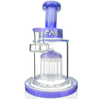 AFM Glass 8 Arm Tree Perc Rig TX544 with diffused fixed stem design and purple accents.