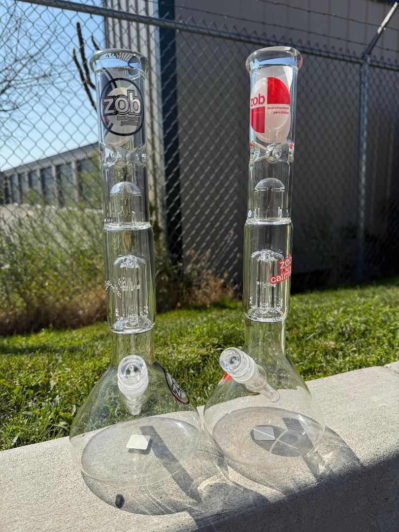 Zob Glass 14" Mini 4 Arm Beaker Flower Piece 14mm 90°