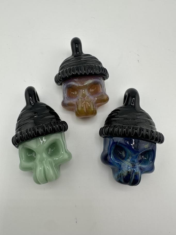 Tim Doane Glass Pendant / Necklace -  Beanie Skull