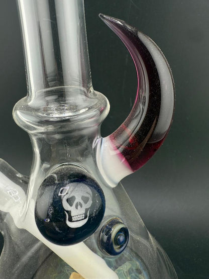Brando Glass Mini Beaker - Royal Jelly Horn & Misfits Skull w/ White Down stem 10mm 45°