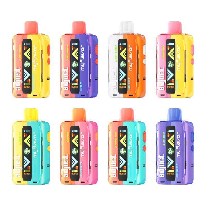 Adjust MyFlavor Disposable Nicotine Vapes in various colors for customizable vaping experience.