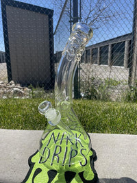 MJHoG 12" Flower Beaker – Bent Neck w/ Color Accent