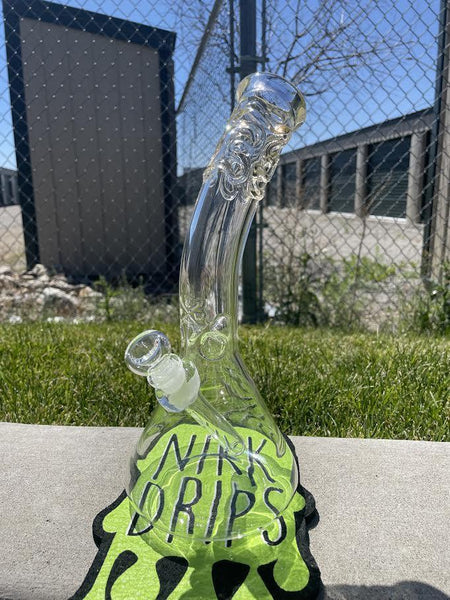 MJHoG 12" Flower Beaker – Bent Neck w/ Color Accent