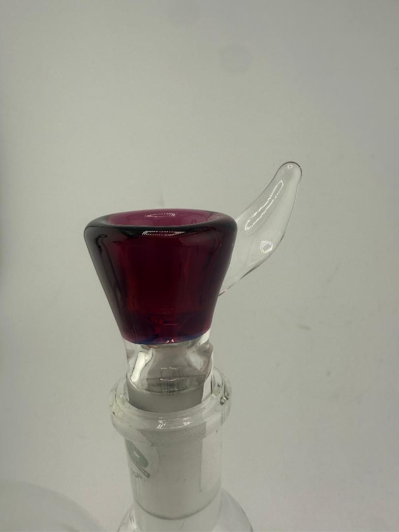 Close-up of Glass Distractions Color Flare Martini Bowl with Horn Handle in vibrant purple finish, 14mm size.