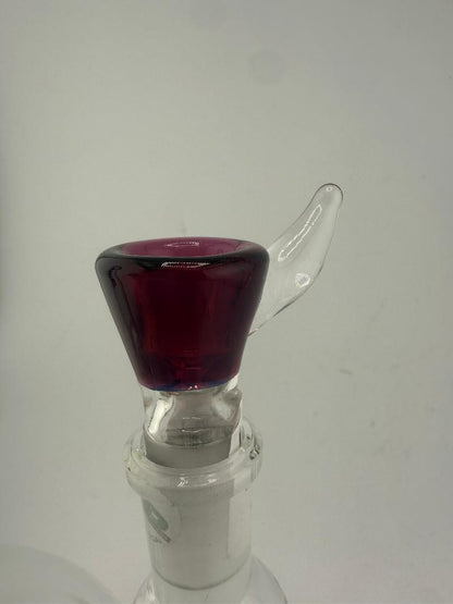 Close-up of Glass Distractions Color Flare Martini Bowl with Horn Handle in vibrant purple finish, 14mm size.