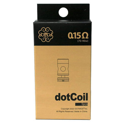 DotMod dotCoil package featuring a 0.15Ω coil, compatible with DotTank and AIO systems for premium vaping.