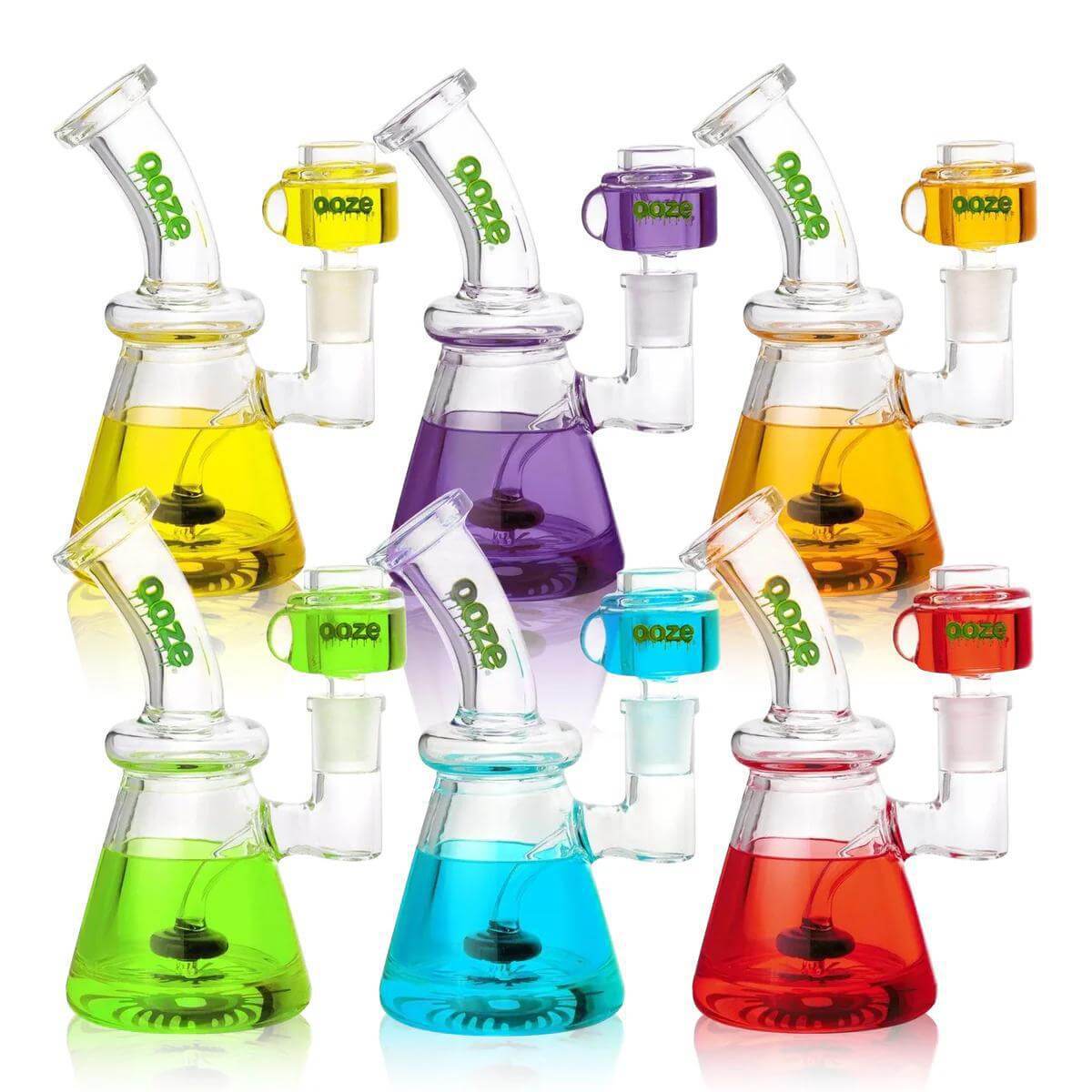 Colorful Ooze Glyco Glycerin Chilled Glass Water Pipes in various colors for smooth, cool smoking experience.