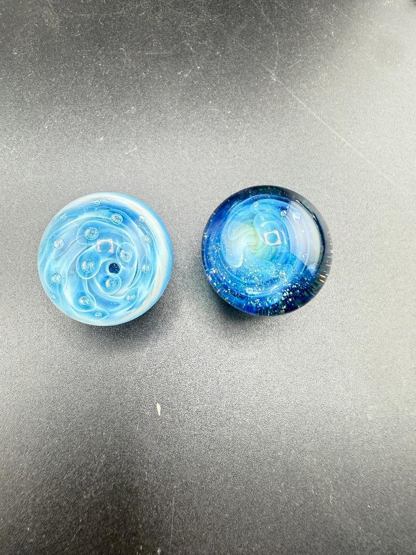 Danny W Glass Marble - 24mm Blue Bubble Trap / Implosion