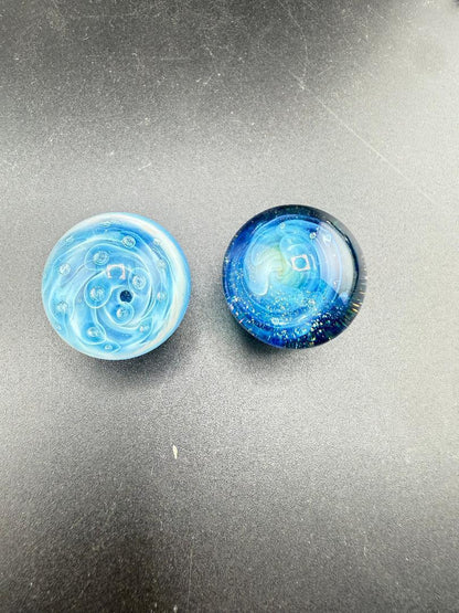 Danny W Glass Marble - 24mm Blue Bubble Trap / Implosion