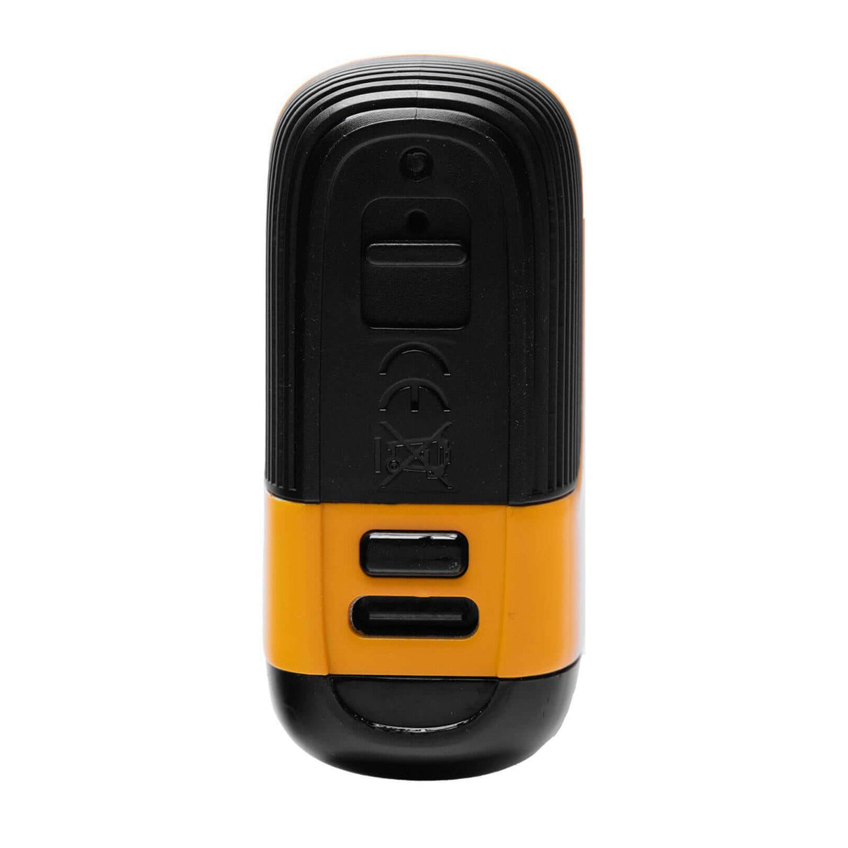 Veil Bar Pro EVO vape device with a yellow and black design, featuring charging ports and control buttons.