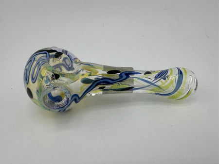 Crondo Glass Dry Pipe - Clear w/ Colored Squiggle