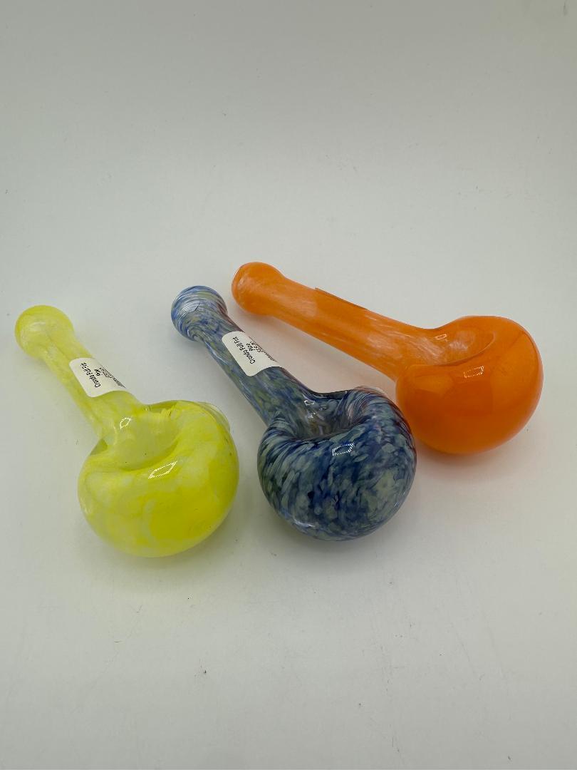 Crondo Glass Dry Pipe – Full Frit (Orange, Yellow, or Blue)