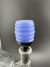 Close-up of a 14mm glass screen bowl with a blue ribbed design, ideal for smoking accessories.