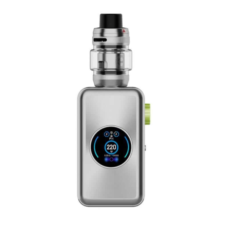 Vaporesso GEN Max Kit in silver with iTank T, featuring digital display and top airflow design.