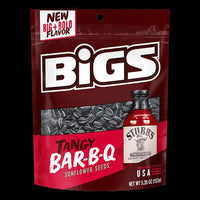 Bigs Tangy Bar-B-Q Sunflower Seeds in a 5.35 oz resealable bag, showcasing bold flavor and savory crunch.