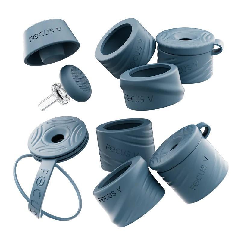 Focus V Carta Swivel and Silicone Accessory Kit components including silicone sleeves and glass stem.