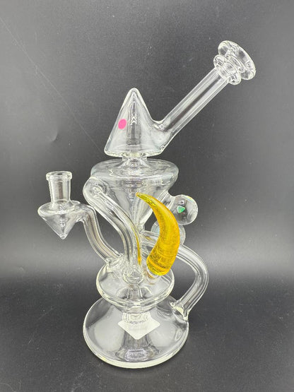 Mank Glass Clear Recycler Yellow Horn w/ Marble 10mm 90°