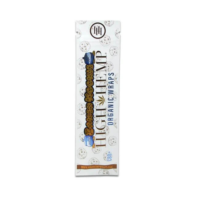 High Hemp Organic Wraps 2pc packaging featuring cookie flavor, made from herbal and tobacco-free materials.