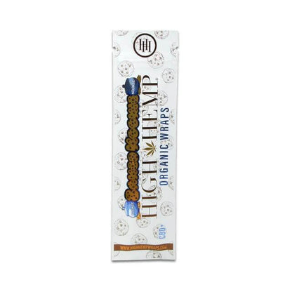 High Hemp Organic Wraps 2pc packaging featuring cookie flavor, made from herbal and tobacco-free materials.