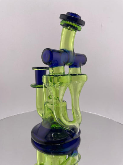 Domer Glass Double Recycler Mini - Cobalt & Green