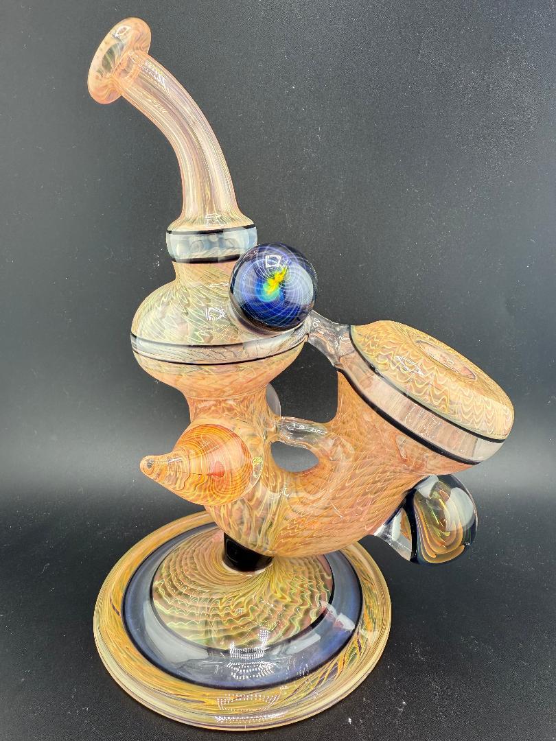 Brando Glass Fumed Sherlock Recycler w/ Wine Foot 10mm 45°