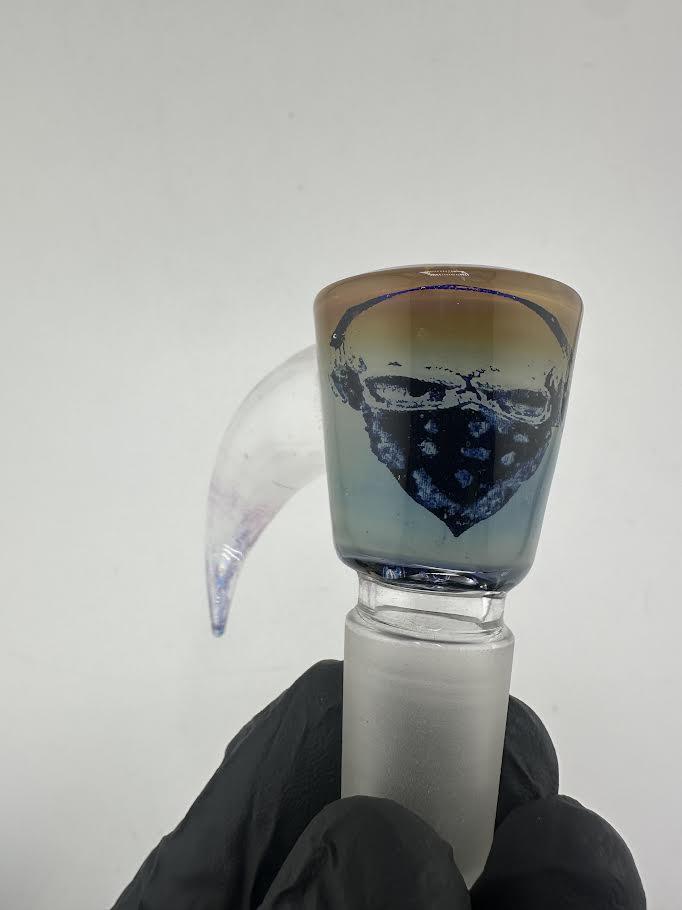 JP Killman Glass Flower 18mm Bowl / Slide - Laser Etched w/ Horn