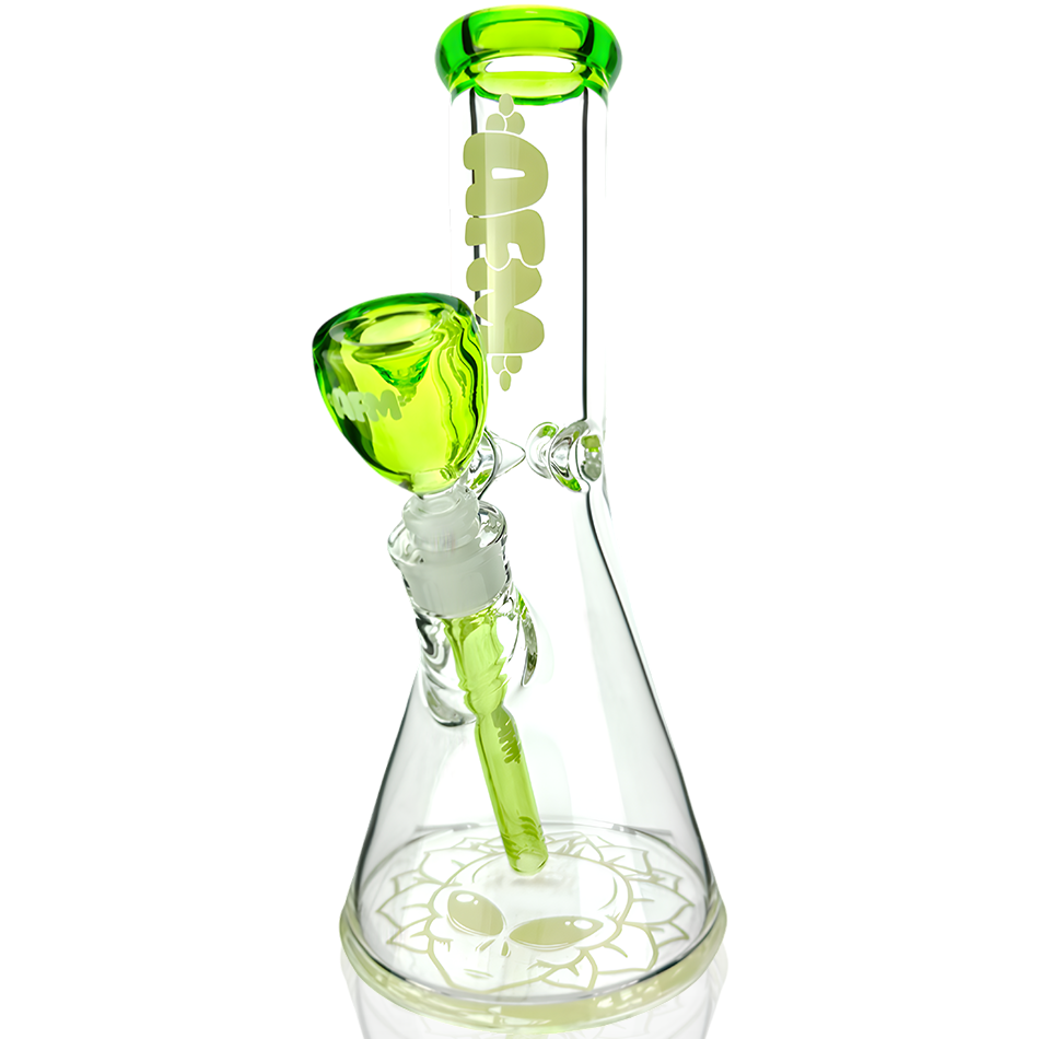 AFM Glass 12" Chubbi Beaker Clear Colored Lip Beaker