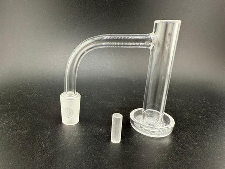 Highly Educated Control Tower Quartz Banger for precision dabbing sessions, featuring clear glass design and optimal airflow.