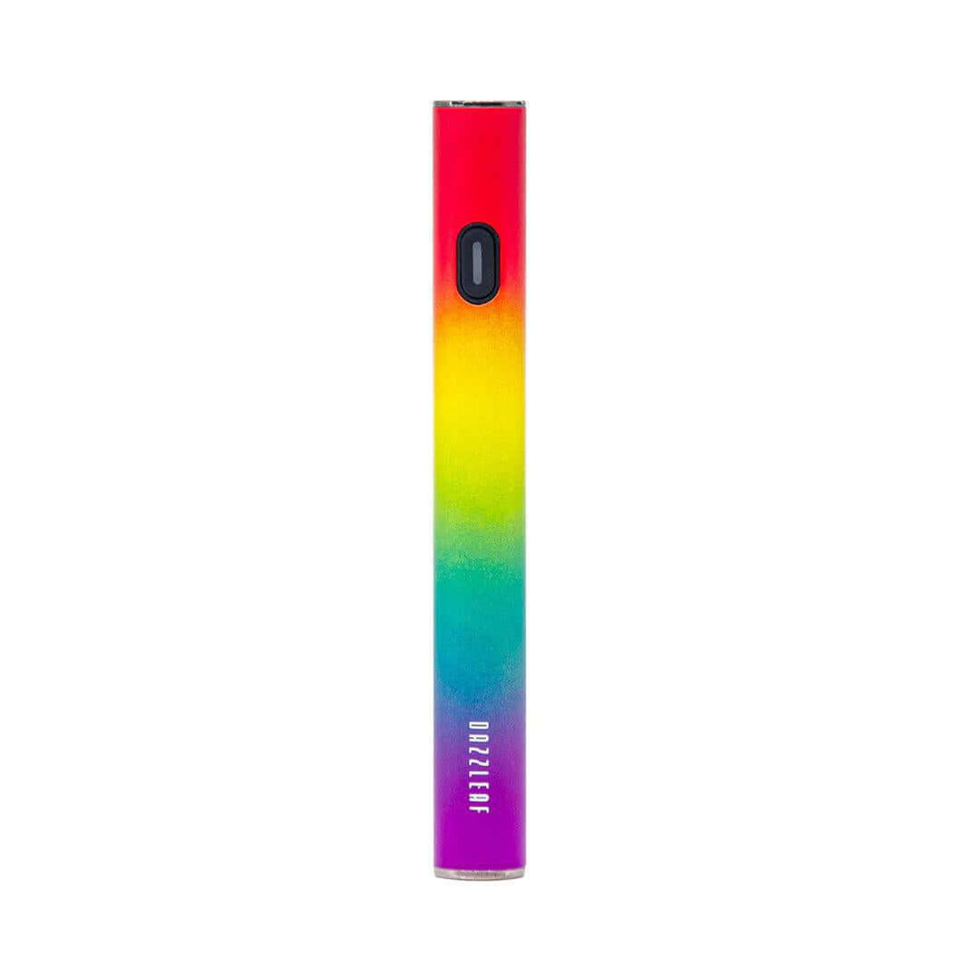 DazzLeaf VV 510 Preheat Micro USB vape pen battery in a colorful rainbow gradient design.