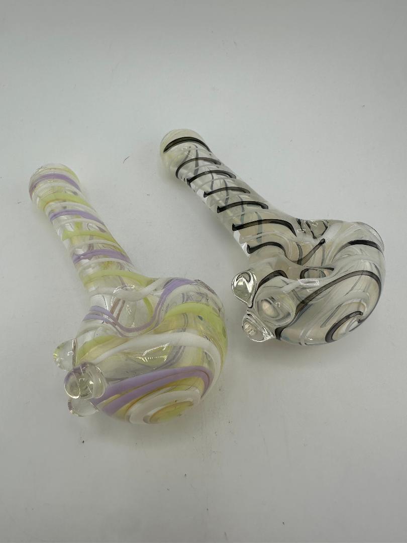 Crondo Glass Dry Pipe - Glow In The Dark Spiral Lined