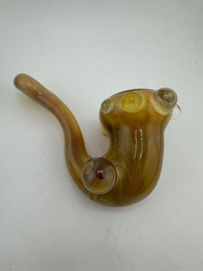 Pugsley Glass Sherlock Pipe – Fumed w/ Opal Encasements & Tactile Knobs