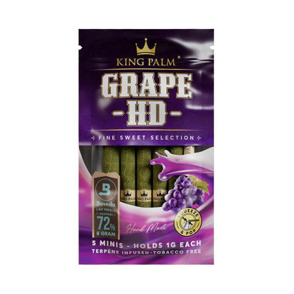 King Palm Grape HD Hemp Wraps 5pc pack, premium flavored, tobacco-free, smooth smoking experience.