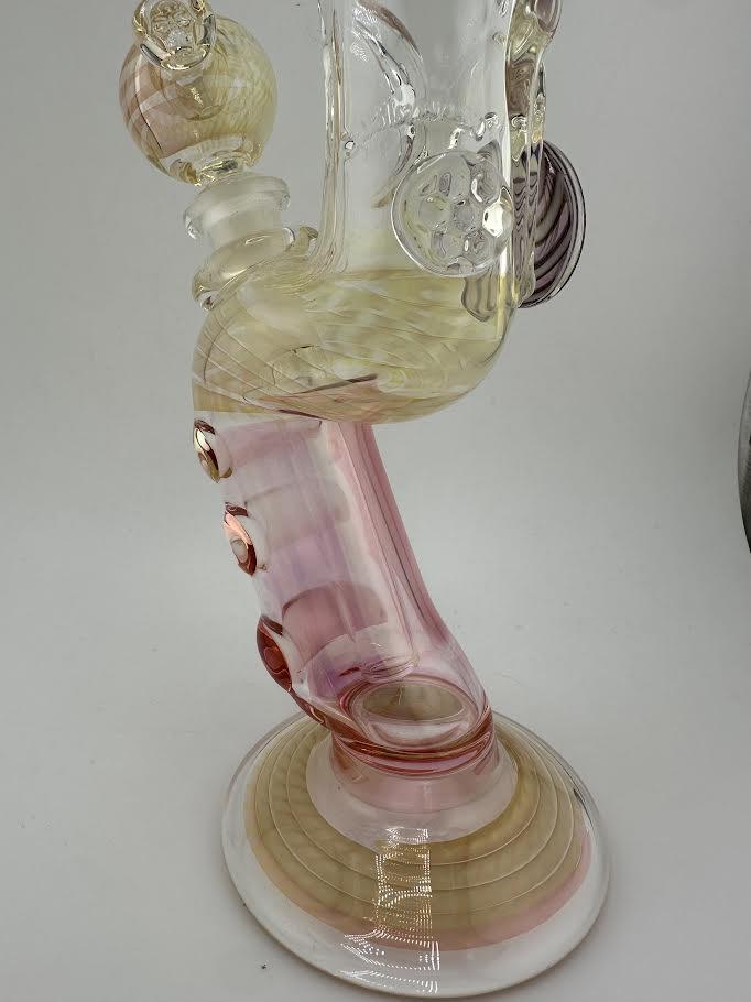 JP Killman Glass Flower  Beaker - Pistol Grip Fumetech on Clear