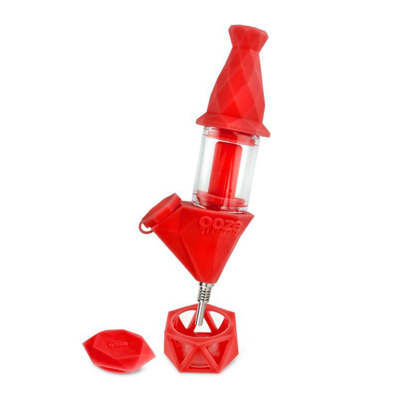 Ooze Bectar Silicone Water Pipe & Nectar Collector featuring a geometric red silicone design.