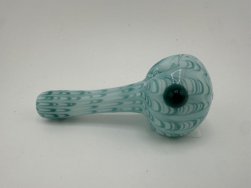 Filla John Glass Dry Pipe - White w/ Colored Wrap & Rake