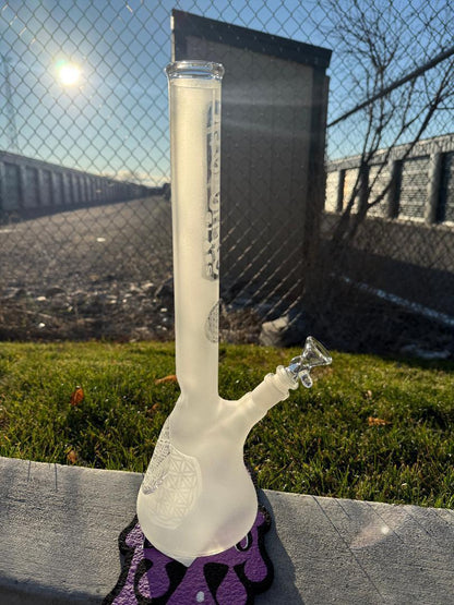 Highgrade Glass Flower Beaker - Sandblasted Sacred Geometry 14mm 45°