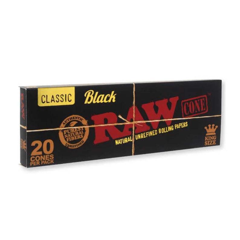 RAW Rolling Papers Black Pre Roll Cones 20pk King Size
