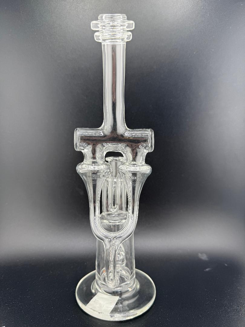 Domer Glass Clear  10mm Recycler That Looks Expensive Spokane Washington Domer double Facing Rear orange Base