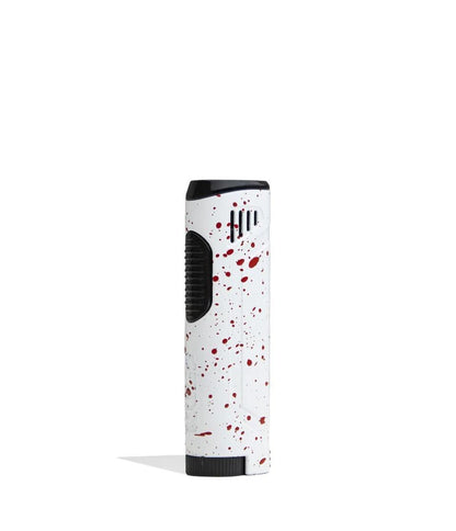 Wulf Blitz butane dab torch with built-in tool in white red splatter design for concentrate enthusiasts.