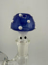 14mm Mushroom Bowl with a blue cap and white spots, designed for glass pieces, adding whimsical charm and smooth functionality.