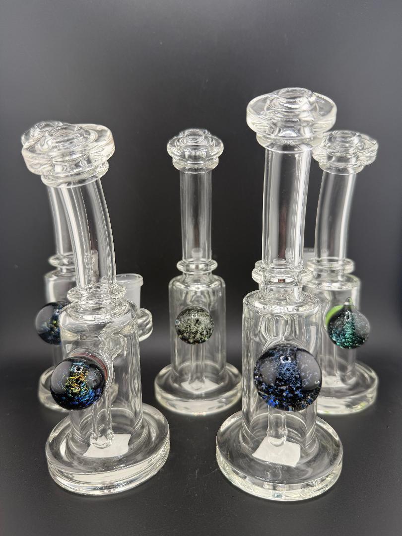 Crondo Glass Clear Banger Hanger w/ Dichro Marble 14mm 90°