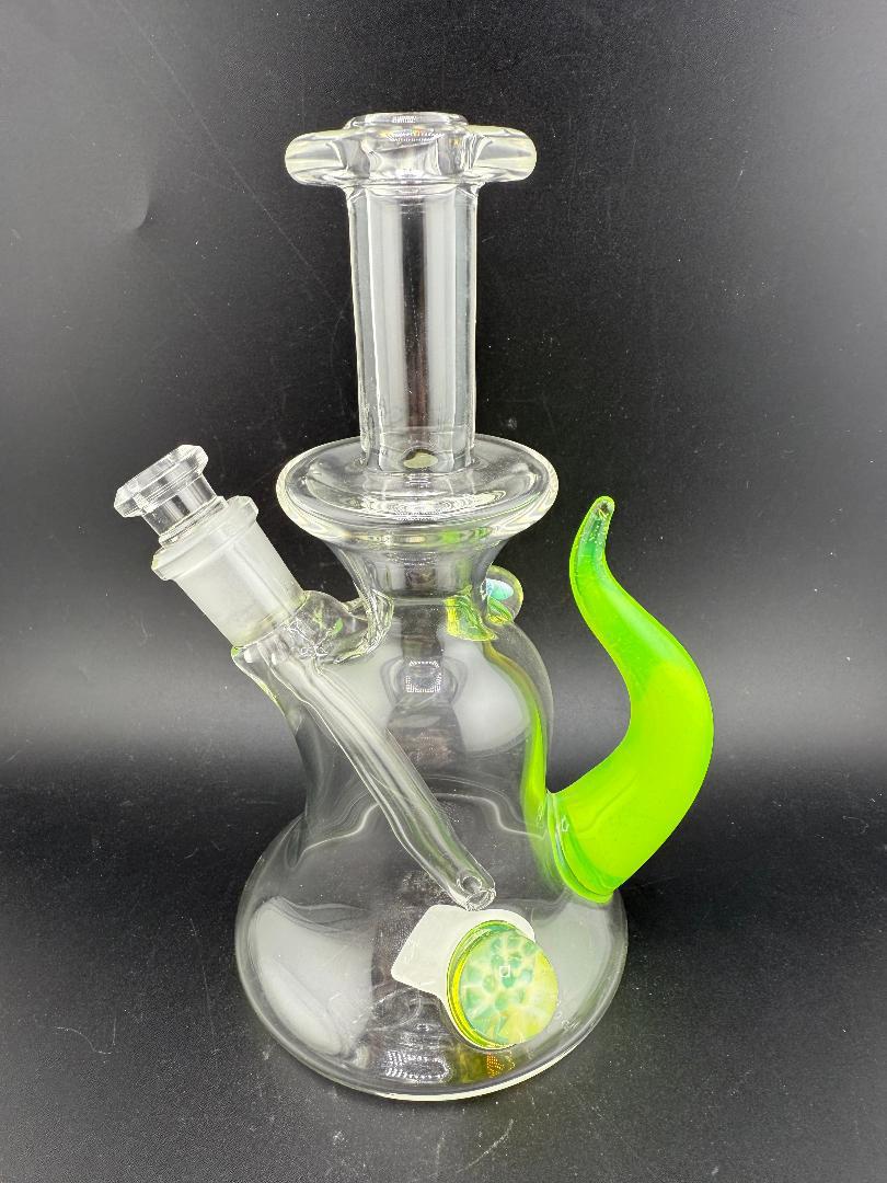 Pugsley Glass Straight Neck Jammer Rig w/ Colored Horn & Opal 10mm 45°