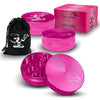 STR8 Rypr 63mm 2PC herb grinder kit with pink design, includes bag and box for premium grinding experience.