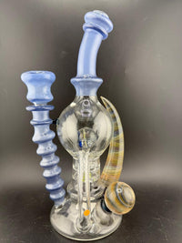 Brando Glass Blooper - Large Format UV Blue w/ Marble Attachments Fumed Horn 14mm 90°