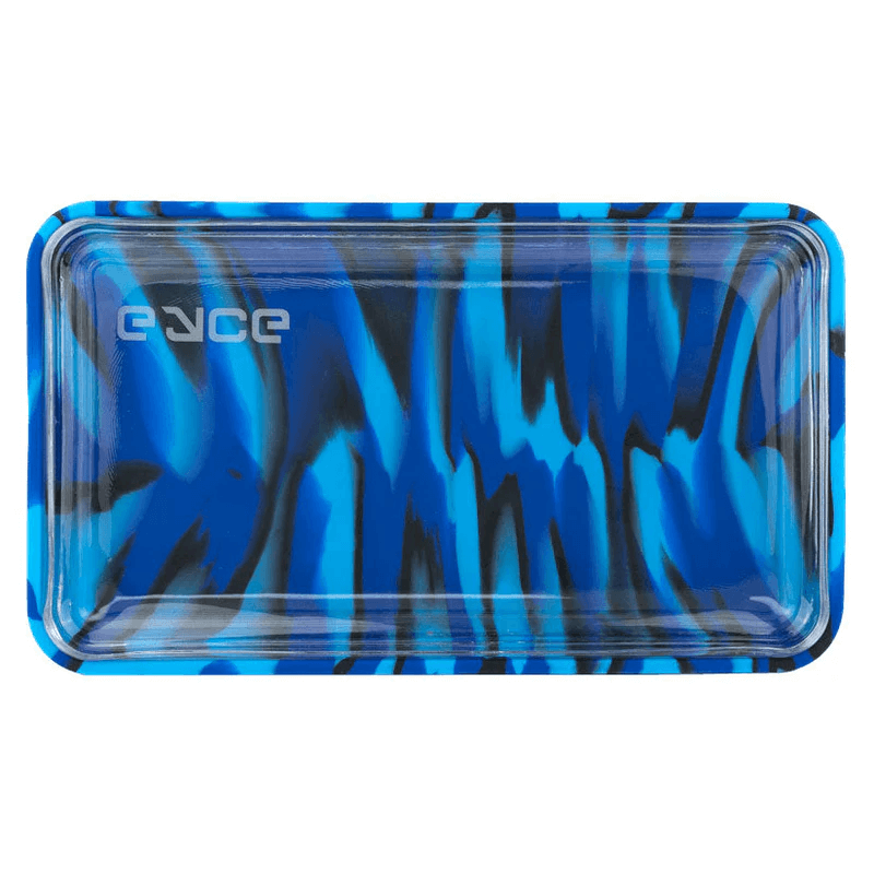 Eyce Molds Silicone Glass Rolling Tray in blue and black design, durable and non-stick for effortless herb rolling.