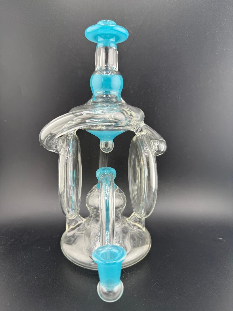 OG Badger 2.0 Teal & Clear Double Recycler 10mm 90°