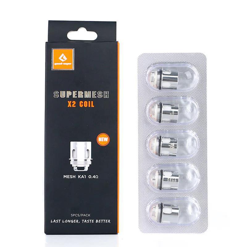 GeekVape SuperMesh X2 Coils in packaging, featuring mesh coil design for enhanced flavor and vapor production.
