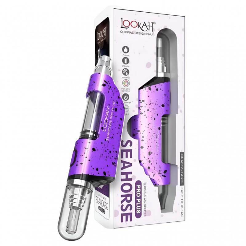 LOOKAH Seahorse Pro Plus electric nectar collector in purple packaging, ideal for portable wax dabbing.