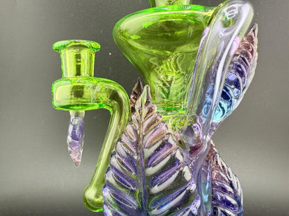 Brando Glass X Madelynn Glass Purple & Green Leaf Recycler 10mm 90°
