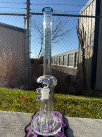 Highgrade Glass Flower Straight Tube - Blue Inline Perc w/ Filla Cello & Opal Attachments 14mm 90°